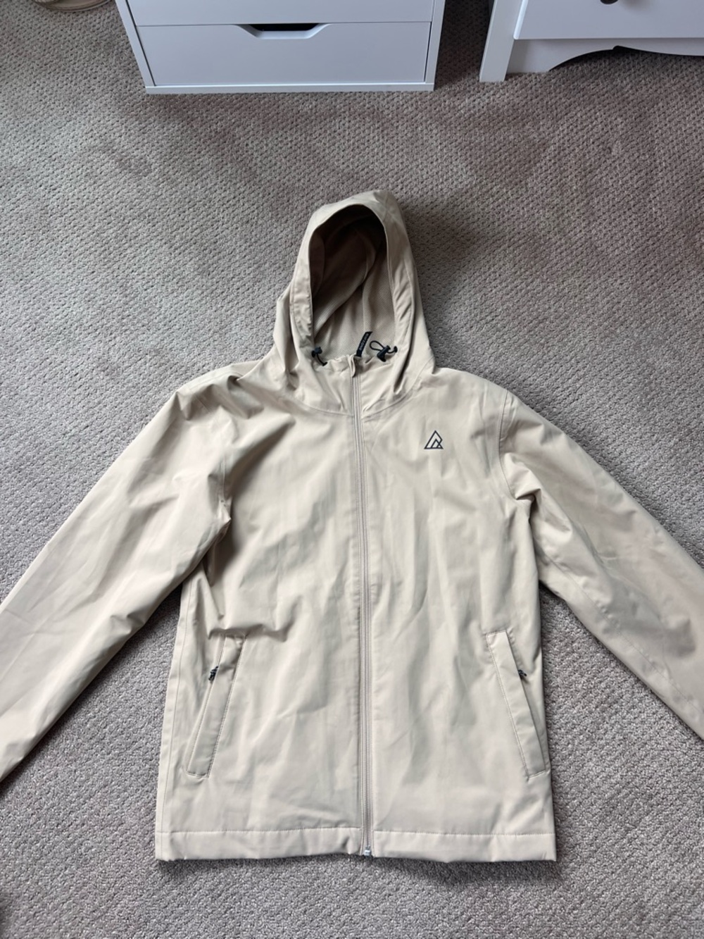 Men's Hooded Raincoat in Beige